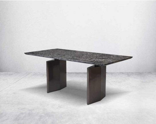 This 6-seater minimalistically designed dining table with grey marble top is an embodiment of contemporary chicness.