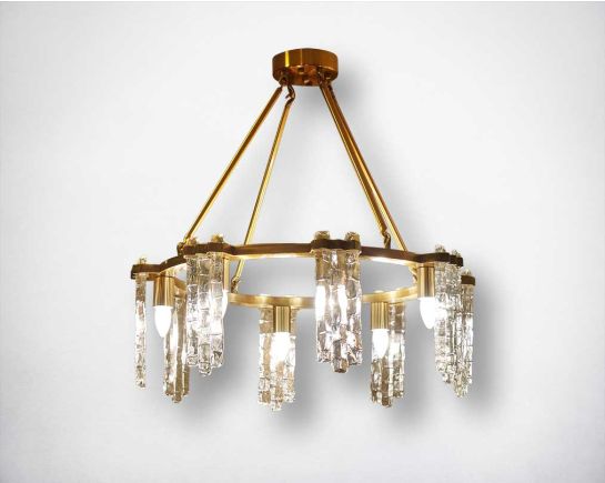 Coffee bronze metal and glass pendant ceiling light.