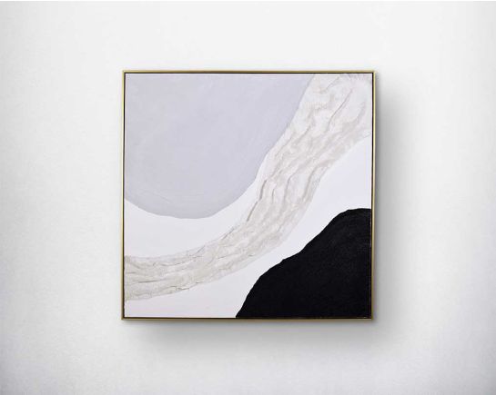 Abstract acrylic painting on canvas with gold frame perfect to enhance any modern and contemporary space