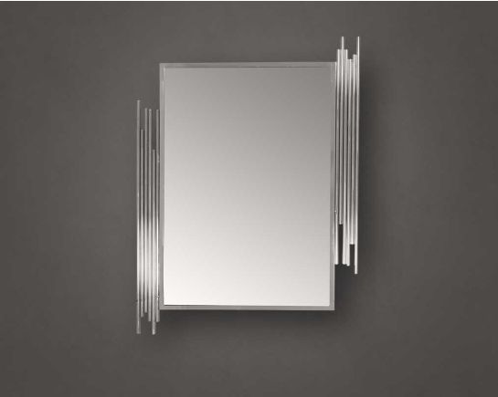 Wall mirror with stainless steel border in opulent & modern style. "