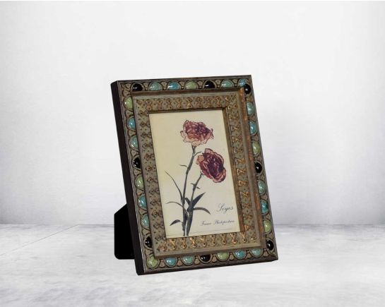 Photo frame in wood with stone embellished decorative frame in modern classic design. large 