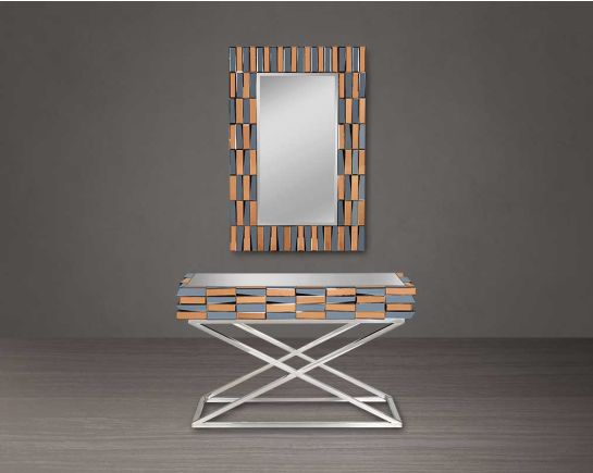 Ainara Console Table With Ainara Wall Mirror  with grey & tawny mirror