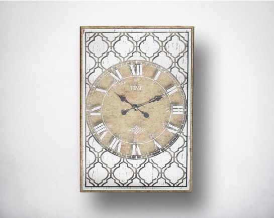Wall Clock in antique champagne mirror finish with roman numerals.