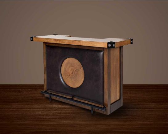 This bar is a must-have in the entertaining ensemble, crafted from vintage brown oak wood veneer.