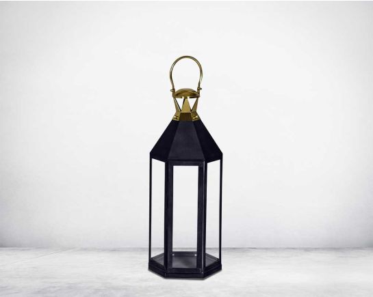 Lantern with clear glass and gold plated stainless steel  small