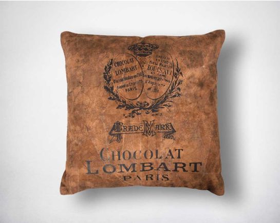 luxury leather pillow with text Brown color