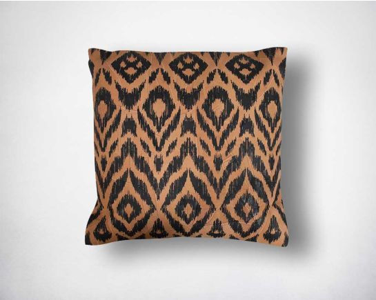 Leather cushion with rhombus print