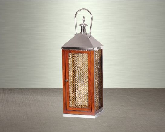 Bamboo knitted wooden lanterns in stainless steel and clear glass.  large 